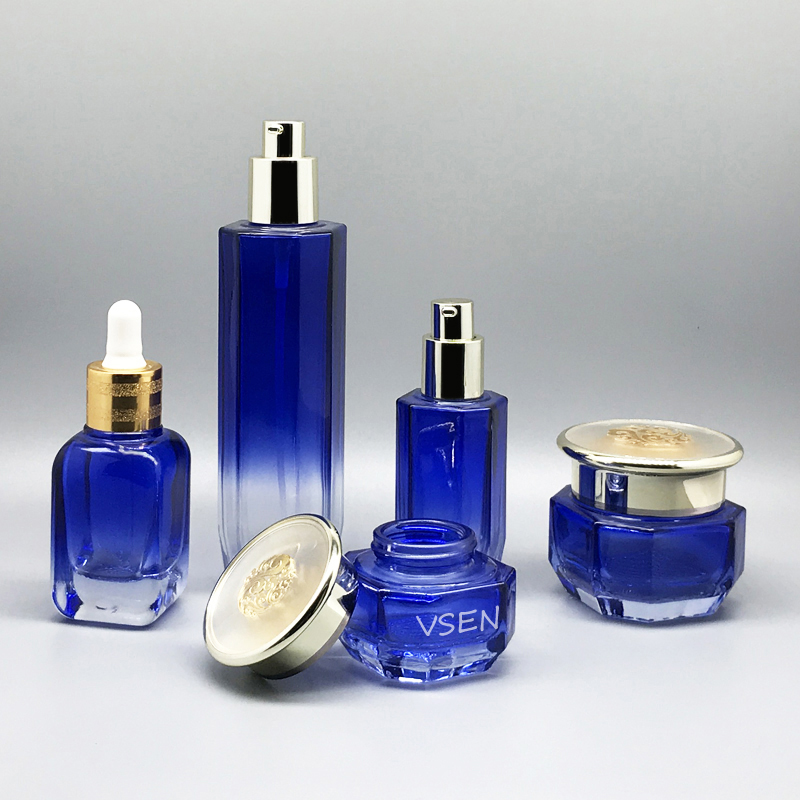 天蓝色hth.com玻璃瓶  玫瑰金拇指瓶子定制(图2)